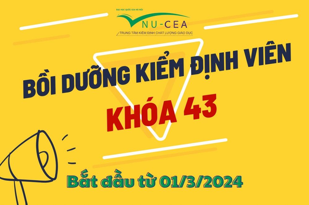 Thông báo tổ chức bồi dưỡng nghiệp vụ kiểm định viên Khoá 43 (Đợt 1 năm 2024)