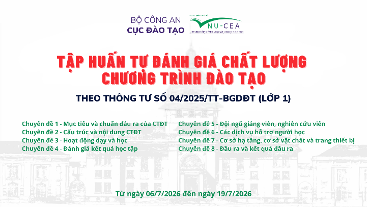 Trung tâm KĐCLGD - ĐHQGHN phối hợp với Cục Đào tạo, Bộ Công an tổ chức Tập huấn tự đánh giá chất lượng CTĐT theo Thông tư số 04/2025/TT-BGDĐT