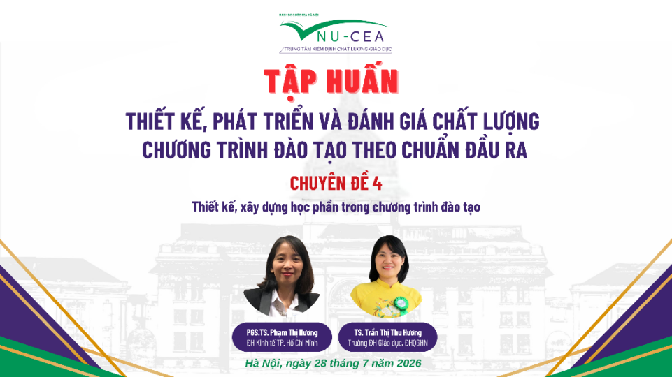 Tập huấn Thiết kế, phát triển và đánh giá chất lượng CTĐT theo Chuẩn đầu ra - Chuyên đề 4 - Thiết kế, xây dựng học phần trong chương trình đào tạo