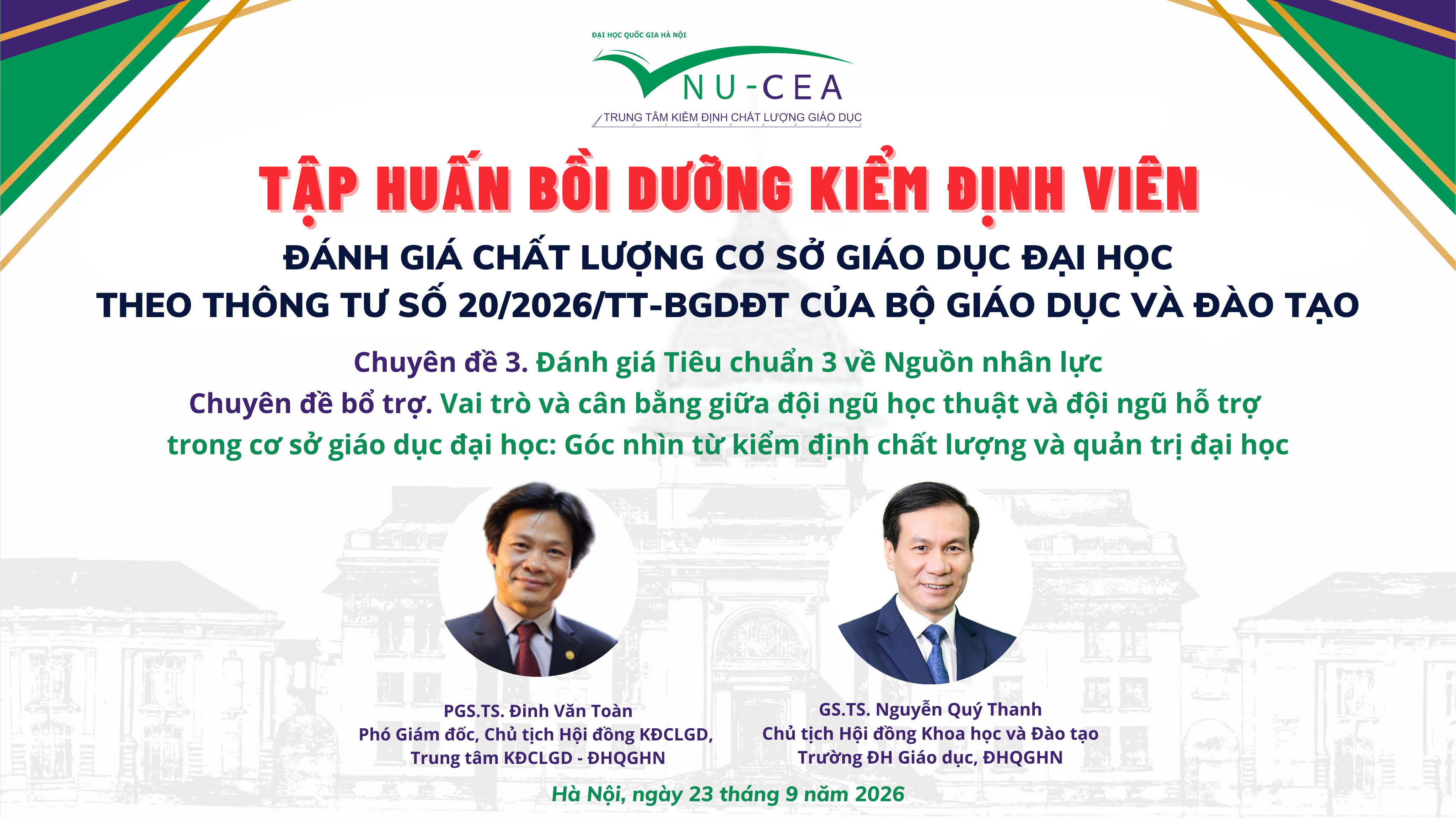 Tập huấn hướng dẫn đánh giá chất lượng cơ sở giáo dục đại học Tiêu chuẩn 3 theo Thông tư 20/2026/TT-BGDĐT